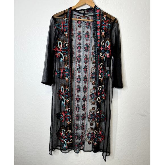 Scully Black Sheer Embroidered Blouse - Picture 2 of 8